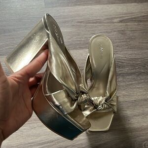 Open Edit Kaia Knot Gold Platform Sandal 7.5 Women’s Metallic Chunky Heel